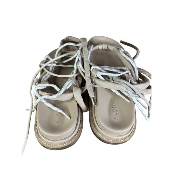 Alohas Jungle Lace Up Rope Sandals Beige Leather EU 40 US 9 Spain - Picture 9 of 11